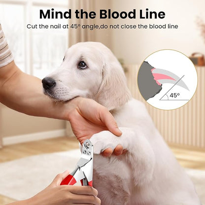 PETTOM Dog Cat Nail Clipper Professional Pet Claw Trimmer Stainless Steel Pet Toes Cutter Grooming Tool for Small Medium Dogs Cats (Guillotine Nail Clipper) Red