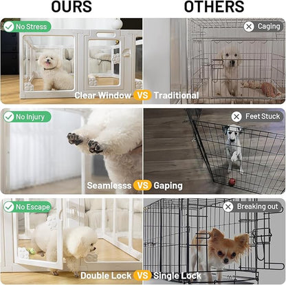 Dog Playpen Clear Acrylic Plastic for Puppy Cat Rabbit Transparent Pet Pen Puppy Playpen Indoor Easy Assemble Foldable Whelping Box for Dogs Puppy Playpen with Gate (10 PCS)