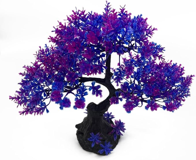 Mipukbay Aquarium Plants Tree - Purple Artificial Plastic Fish Tank Decor, Realistic Ornament Safe for Fish & Shrimp, Low-Maintenance Aquascaping Plants for Freshwater/Saltwater Tank Landscaping