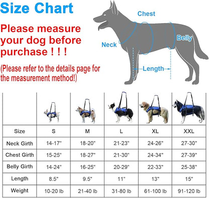 Dog Lift Harness, Full Body Support & Recovery Sling, Pet Rehabilitation Lifts Vest Adjustable Breathable Straps for Old, Disabled, Joint Injuries, Arthritis, Paralysis Dogs Walk (Blue, XXL)