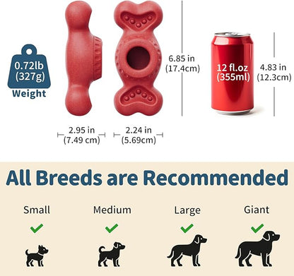 Enrichment Dog Treat Toys - Frozen Dog Treat Dispensing Chew Toy for Aggressive Chewers to Keep Them Busy, Ice Cream Holder Freeze Bone with Mold Cups, Fillable Cognitive Licking Toy, Red