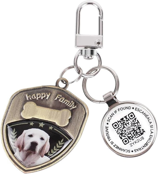 Dog Tags Personalized QR Code Dog Tags, Retro Brass Personalized Pet ID Tags Modifiable Pet Online Profile, Multiple Emergency Contact, (Labrador Retriever-2)