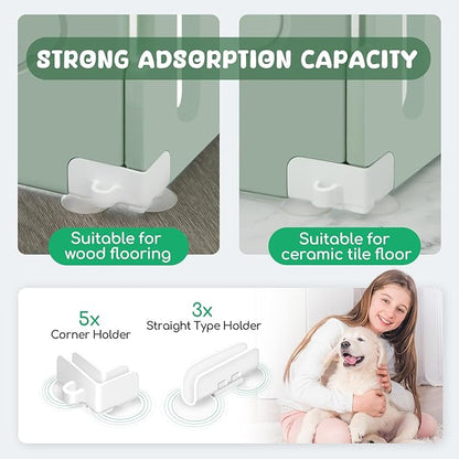 Dog Playpen with Door, 6-Panel 24" Indoor Cat Puppy Playpen, Strong Plastic Small Pet Safety Fence Dog Pen, Non-Slip and Secure Pet Gate, Green