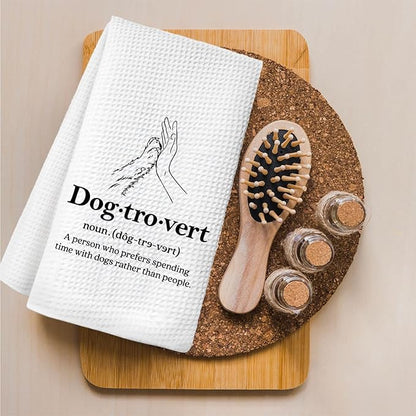 Dogtrovert Dog Kitchen Towels, Dog Lover Mom Gifts for Women Dish Towels for Kitchen Drying, Puppy Pet Lover Gifts Hand Towels for Bathroom, 16x24 Inch