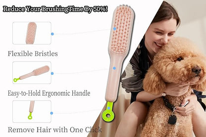 Stretchable Puppy Brush ï¼ Soft Dog Brush - Gentle Grooming Brush for Small Dogs, Perfect for Yorkie, Shih Tzu, Maltipoo ï¼_og Hair Remover Brush (Pink)