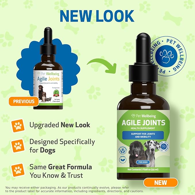 Pet Wellbeing Agile Joints for Dogs - Hip and Joint Health, Mobility, Devil_ Claw, Boswellia, Joint Ligament and Cartilage - Veterinarian-Formulated Herbal Supplement 2 oz (59 ml)