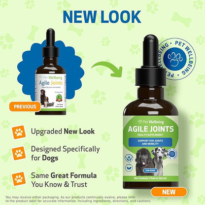 Pet Wellbeing Agile Joints for Dogs - Hip and Joint Health, Mobility, Devil_ Claw, Boswellia, Joint Ligament and Cartilage - Veterinarian-Formulated Herbal Supplement 2 oz (59 ml)