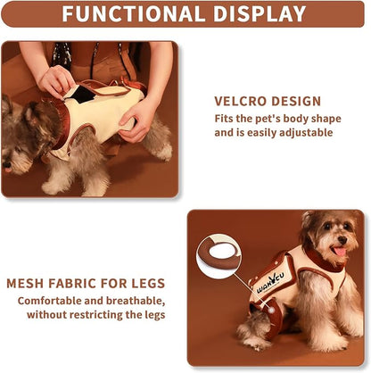 Dog Lift Harness Dog Carrier VES Harness Adjustable Leash with Small Puppy Treat Bag,Fits Most Cars,L