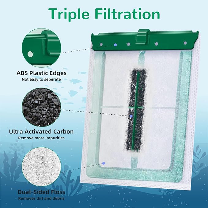 Aquarium Filter Cartridge Compatible with Whisper Bio-Bag Power Filters, 12 Pack Medium Filter Cartridges for Whisper Repto Filter