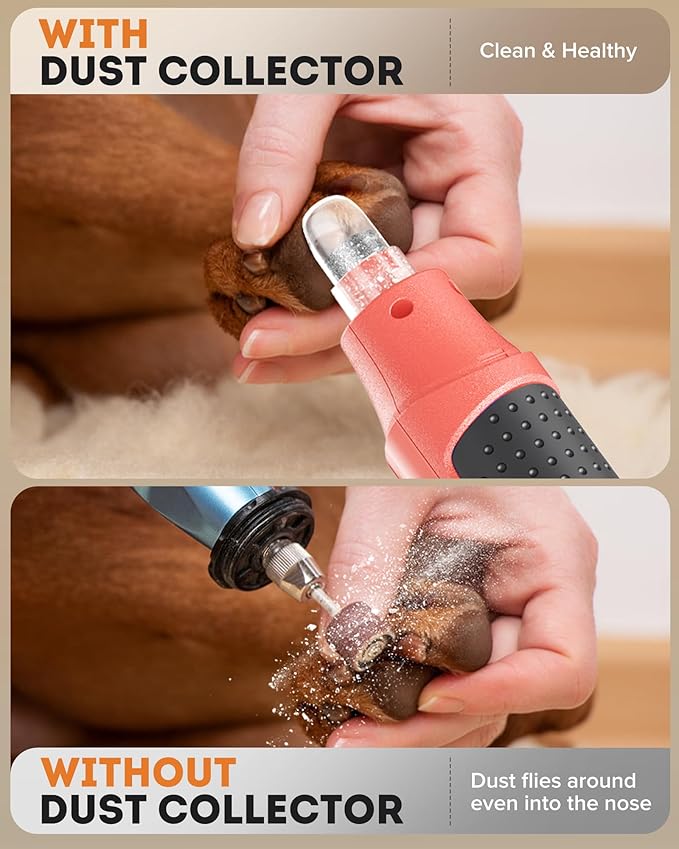 YABIFE 7-Speed Dog Nail Trimmers, Professional Dog Nail Grinder with Light - Heavy Duty Pet Nail Grinder for Dogs/Cats/Birds/Small Animals - Whisper Quiet, Single Hand Operation