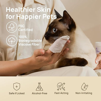 HICC PET Itch Relief Wipes for Dogs & Cats, Rapidly Relieves Itching, Soothes Hot Spots and Skin Irritations Hypoallergenic Hot Spot Treatment Wipes, Skin Soother for Dogs - 200 Count