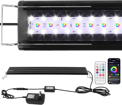 Full Spectrum Aquarium Light: Fish Tank Light with APP & Remote Timer Control for Aquatic Pet Plants Lovers - 11In Extendable Fish Tank Lights for 5-10 Gallon Freshwater Saltwater Aquarium