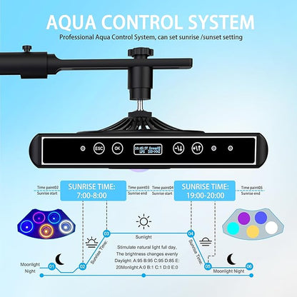 Aquarium Lights-100 watt 5 Channels Sunrise Sunset Moonlight Reef Lights for Coral SPS LPS Saltwater Tank(Black) (A100, WATTS, 100)