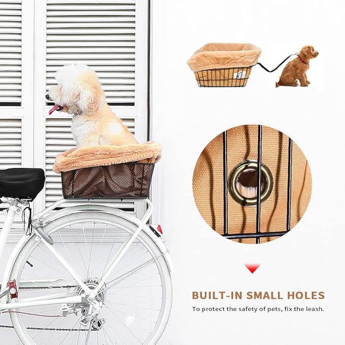 ANZOME Dog Bicycle Basket Liner, Warm and Soft Small Pets Bike Basket Cover with Durable Canvas Outside,Easy to Install Comfort Padded Bike Basket Liner for Dog Carrier(Basket Not Included)