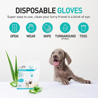 ALL FOR PAWS Cleaning & Deodorizing Bathing Wipes for Dogs and Cats Pet Grooming Wipes for Face, Body and Paws, Moisturizing No-Rinse Disposable Gloves 9 x 5 inchs 6pcs x 2