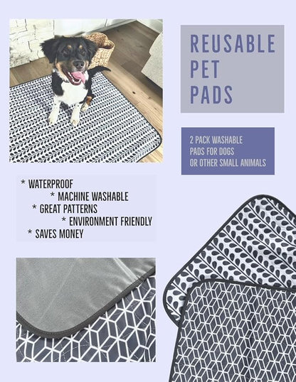 Beau & Co Reusable Waterproof Pads 24x36-Perfect Size for Med/Large Kennel- Dog Puppy Training Pee pad