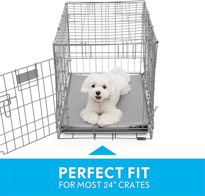Paw Inspired Cooling Orthopedic Crate Pad for Dogs, Washable Memory Foam Dog Cooling Mat (23x17 Inch XS/Small Size for 24 Inch Kennel, Gray)