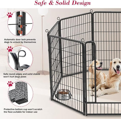 Dog Playpen Outdoor, 40 inch Heavy Duty Dog Fence for Yard 14 Panels Dog Pens Outside Rustproof Metal Pet Puppy Playpen for Large Medium Dogs, Portable Pet Fence for RV Camping, Yard