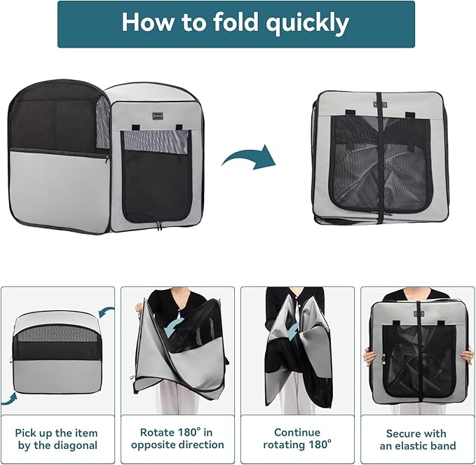 Petsfit Travel Dog Crateï¼_op Up Dog Crate for Medium Large Dogsï¼_aterproof Pet Cage Soft Dog Kennel for Indoor/Outdoorï¼_ightweight Dog Carrier for Travellingï¼_rey