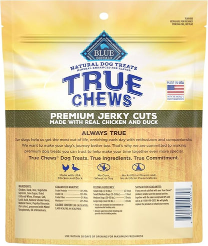 Blue Buffalo True Chews Premium Jerky Cuts Dog Treats, Made in the USA with Natural Ingredients, Chicken & Duck, 22-oz. Bag