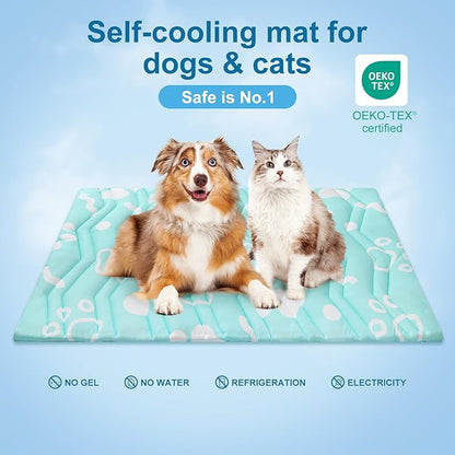 BEAUTYZOO Upgrade Dog Cooling Mat Extra Large, Reversible Self-Cooling Mat for Dogs, Thicken Pet Ice Cool Pad Blanket for Summer Kennel Sofa Bed Floor Car Seat, Machine Washable&Foldable, 59"x40"