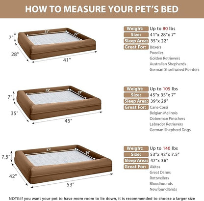 WNPETHOME Washable Dog Beds Large Sized Dog, XXXL Dog Bed, Orthopedic Dog Sofa Bed with Removable & Waterproof Cover, Extra Large Dog Bed with Bolster Sides for Sleeping, Giant Dog Bed with Sides