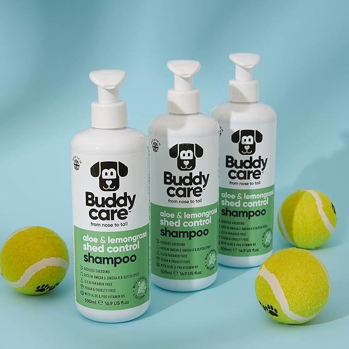 shed Control Dog Shampoo by Buddycare | Dry Skin & Itchy Skin Relief for Smelly Dogs | Deep Cleansing for Dogs Puppy Sensitive Skin | Lemongrass Scented | with Aloe & Vitamin B5 (16.90oz)