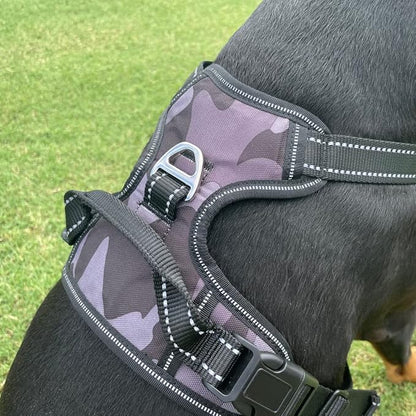 4Knines No Pull Dog Harness for Medium Dogs  Adjustable Reflective Harness with Front & Back Leash Clips  Durable, Easy Control for Walks & Training (Camo)