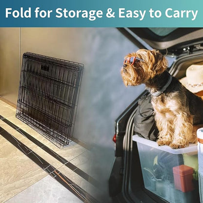 Dog Playpen Indoor with Bottom Pad/Top Cover, Dog Playpen Collapsible Metal Small Animal Kennels,8 Panels 24 "W x 24 "H for Indoor/Outdoor Small Medim Pet Yard