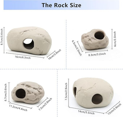 Aquarium Decorations Stackable Ceramic Cave Betta Fish Tank Accessories Rock Cave Decor 6-Piece Set