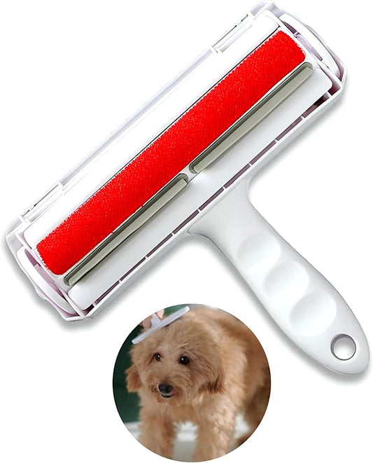 Portable Pet Hair Remover | Reusable Lint Roller for Cat and Dog | Hair Remover for Furniture, Couch, Carpet, Clothing, Seat and Bedding (Red)