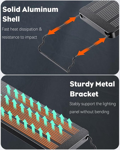 Pawfly 18W Saltwater Aquarium Light for 18" to 24" Fish Tanks Dimmable LED Reef Light for Coral Extendable Marine Fish Tank Light with Full Spectrum D/N Mode Timer Auto On/Off Adjustable Brightness