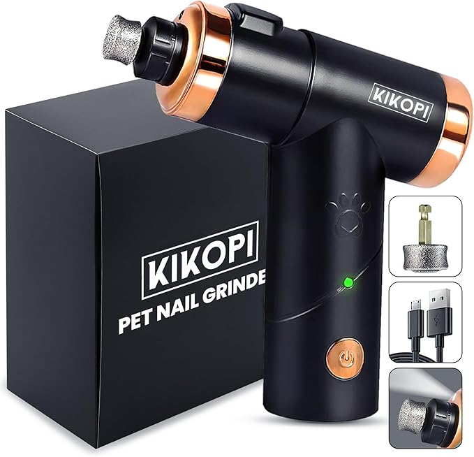 Dog Nail Grinder with LED Light, Extremely Quiet Electric Pet Nail Trimmer, 2-Speed, Rechargeable Lithium Ion Battery, Small Medium Large Dogs & Cats Nail & Claw Grooming Nail Filer