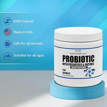 Probiotics for Dogs and Cats - Vet Formulated Pet Prebiotic & Enzyme Powder for Digestive, Gut & Immune Health - 1600 Servings (400 g)