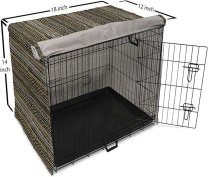 Ambesonne Boho Dog Crate Cover, Tribal Ethnic Retro Mayan Native American Funky Hippie Culture Pattern, Easy to Use Pet Kennel Cover for Small Dogs Puppies Kittens, 18 Inch, Coffee Charcoal