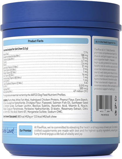 Dog Daily Supplements - MultiVitamins for Dog Hip & Joints, Skin & Coat, Digestion & Immune Support - with Biotin, Glucosamine & Omega-3-150ct - Dog Supplement Soft Chew