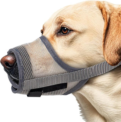 Dog Muzzle - Breathable Drinkable Adjustable Loop Pets Muzzle for German Shepherd Husky Labrador Retriever - Soft Air Mesh Muzzle for Small Medium Large Dogs Anti Biting Barking Chewing