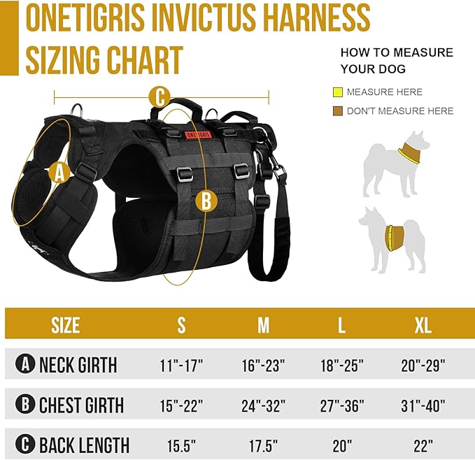 OneTigris Dog Lift Harness for Large Dogs, Dog Hip Support Brace, Full Body Dog Lifter with Handles Invictus Multifunctional Mobility Assistance Vest for Back Legs (Black, Small)
