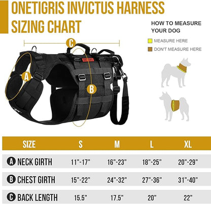 OneTigris Dog Lift Harness for Large Dogs, Dog Hip Support Brace, Full Body Dog Lifter with Handles Invictus Multifunctional Mobility Assistance Vest for Back Legs (Black, Large)