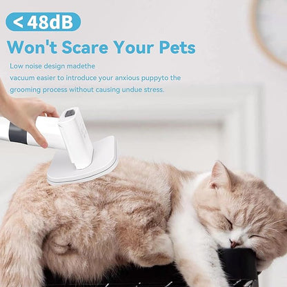 6-in-1 Pet Grooming Kit with Vacuum Brush | Low Noise Deshedding Tool, Dog Hair Clippers & Scissors | Shedding Control for Dogs Cats Clean up