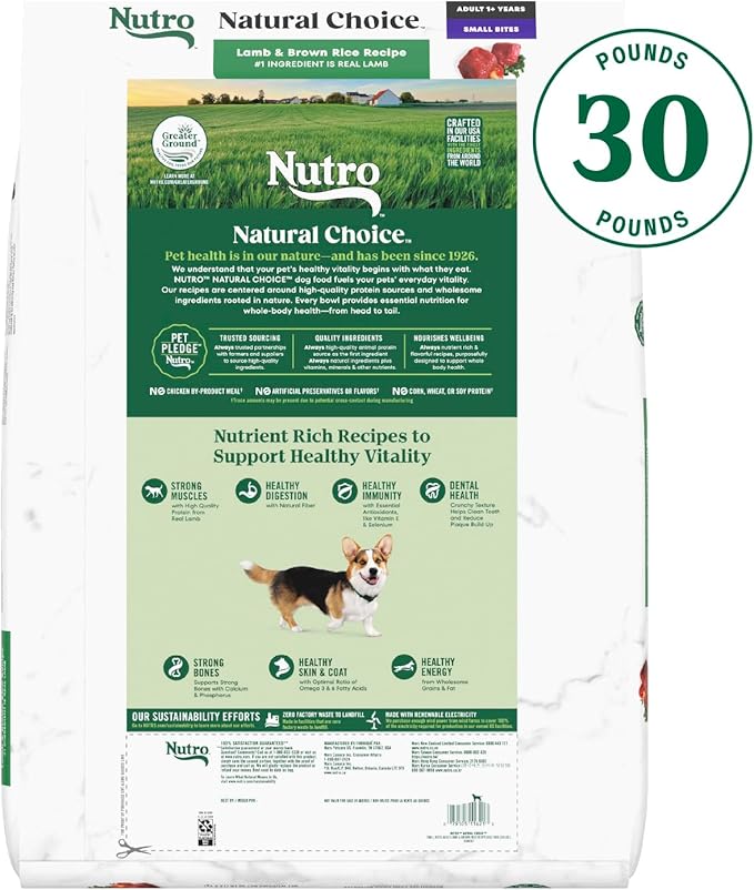 Nutro Natural Choice Small Bites Adult Dry Dog Food, Lamb and Brown Rice Recipe, 30 lbs.