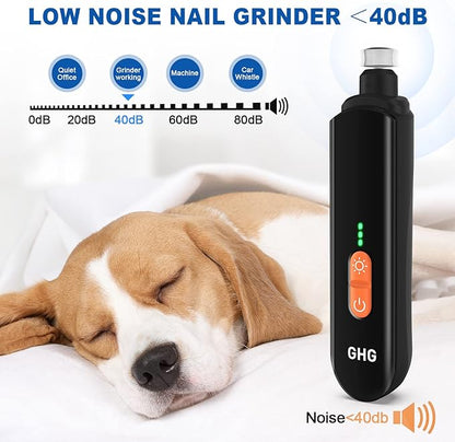 Dog Nail Grinder 2023 Upgraded, 3 Speed Electric Dog Nail Trimmer Rechargeable with LED Light, Pet Nail Grinder File for Small Medium Large Dogs & Cats Toenail & Claw Grooming (Black)
