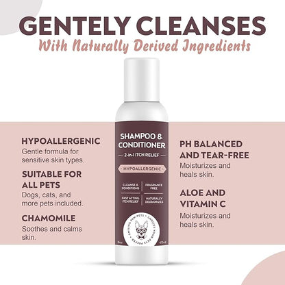 2in1 Pet Shampoo & Conditioner with Pet Brush, 16 oz, Fragrance Free