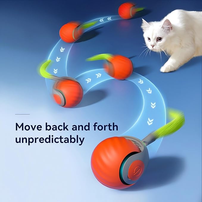 2025 Newly Upgraded Version 3.0 Cat Toys，Interactive Cat Toys for Indoor Cats，Automatic Cat Toy, Interactive Cat Toy，Smart 3.0 Pet Toys, Electronic Rollerball Pet Chase Toys (Orange - 1pcs)