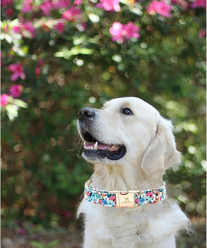 Lionheart glory Dog Collar Pink Flower Dogs Collar Spring Summer Cute Collars Dog Girl or Boy Soft Durable Adjustable Dog Collars for Large Dogs Pet Gift