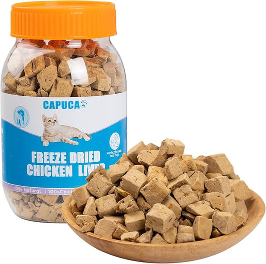 Chicken Liver Dog Treats - Freeze Dried Liver Treats Organic Single Ingredient All Natural Grain-Free Perfect for Training Topper or Snack（4.5oz）