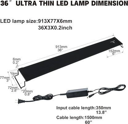 WaterRebirth Wireless Remote Full Spectrum Aquarium LED Light Strip - Ultra-Thin Design with Timer & RGB Modes for Fish Tank Plants(36-42“)