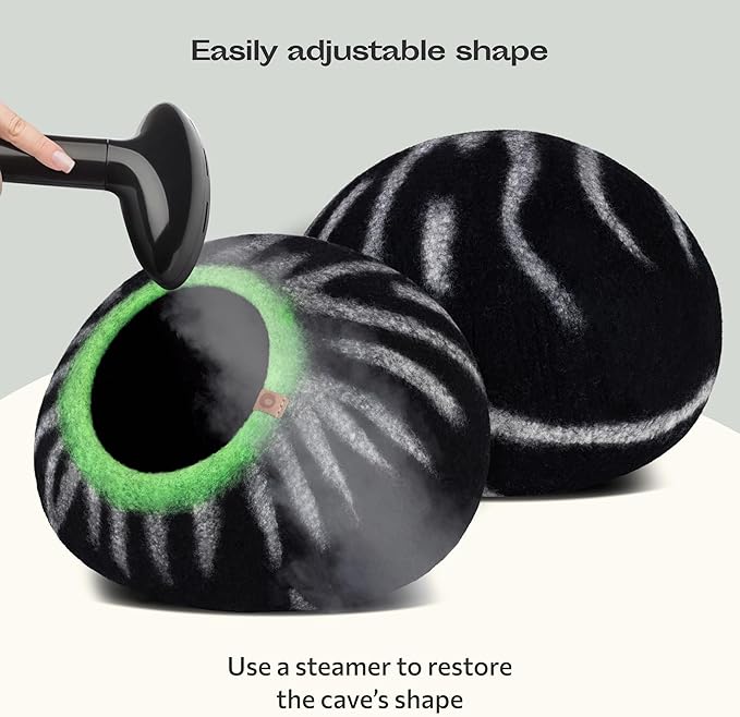 MEOWFIA Cat Cave  Premium Felt Cat Bed for Indoor Cats, Handmade 100% Merino Wool (Large, Shining Tiger)