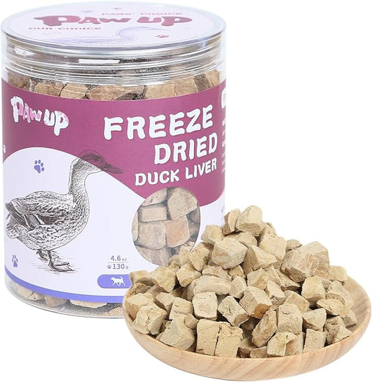 Freeze Dried Duck Liver Cat Treats, Dog Liver Treats, High Protein Snack for Dogs, Cats, Healthy Single Ingredient, Rawhide Free, Grain Free, 4.6 oz