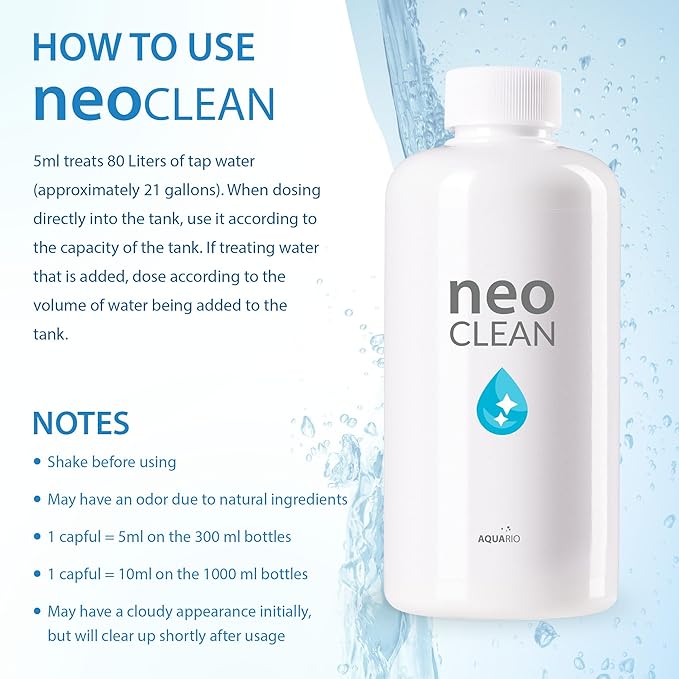 Neo Clean - Crystal Clear Water Treatment for Freshwater Aquariums - Removes Cloudiness Efficiently - Water Conditioner for Aquarium Tank - 300ml